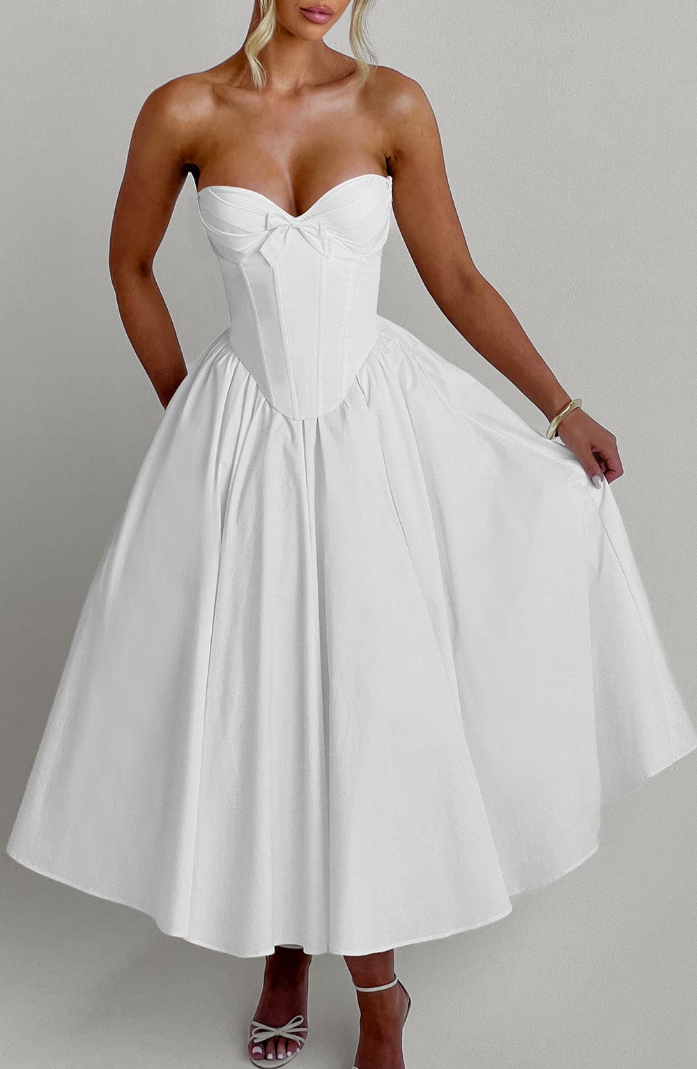 Prim Midi Dress - Ivory - Napalia