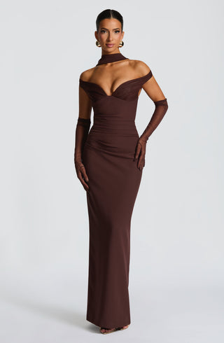 Abigail Maxi Dress - Plum Brown - glavon