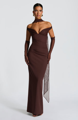 Abigail Maxi Dress - Plum Brown - glavon