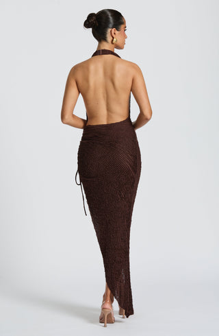 Airla Midi Dress - Plum Brown - glavon