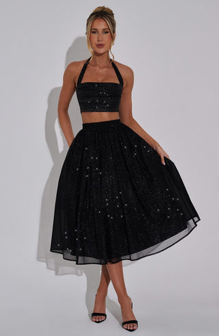 Alani Crop Top - Black Sparkle - glavon