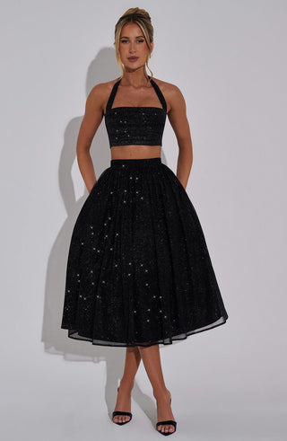 Alani Crop Top - Black Sparkle - glavon