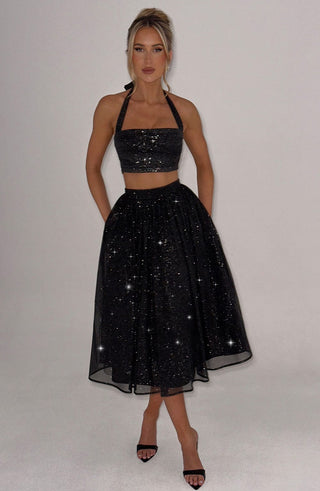 Alani Crop Top - Black Sparkle - glavon