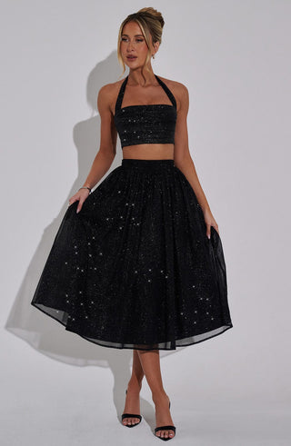Alani Crop Top - Black Sparkle - glavon