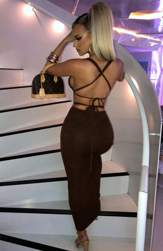 Alexa Maxi Skirt - Chocolate - glavon