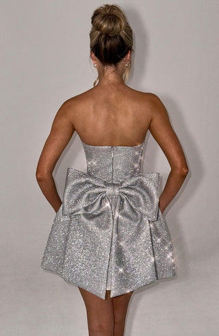 Alice Mini Dress - Silver Sparkle - glavon