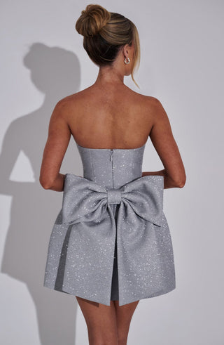 Alice Mini Dress - Silver Sparkle - glavon