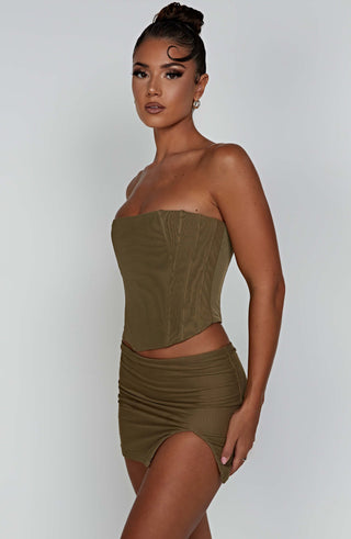 Alina Mini Skirt - Khaki - glavon