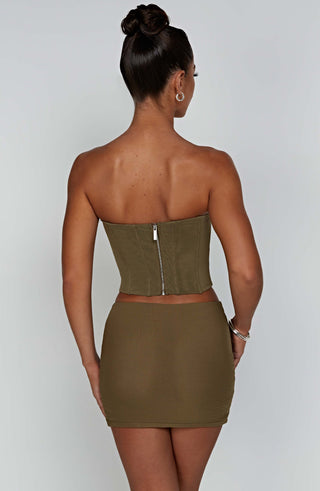 Alina Mini Skirt - Khaki - glavon