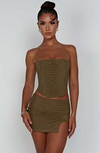 Alina Mini Skirt - Khaki - glavon