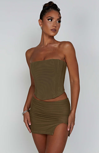 Alina Mini Skirt - Khaki - glavon