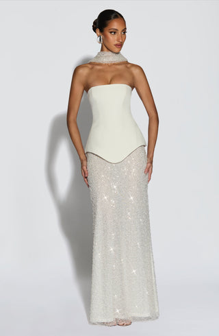 Allaire Maxi Skirt - Ivory - glavon