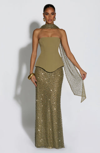 Allaire Maxi Skirt - Sage - glavon