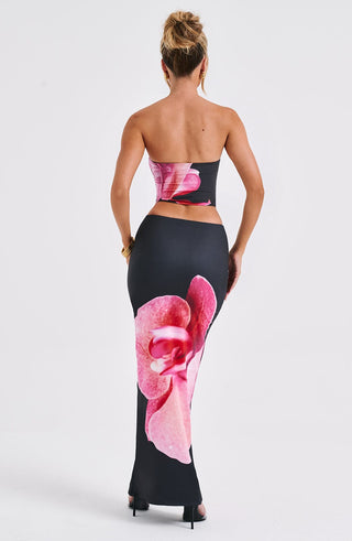 Allegra Maxi Skirt - Black Floral Print - glavon