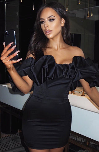 Allie Mini Dress - Black - glavon