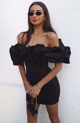 Allie Mini Dress - Black - glavon