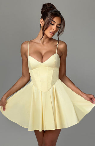 Analeigh Mini Dress - Lemon - glavon