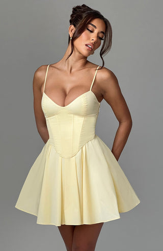 Analeigh Mini Dress - Lemon - glavon