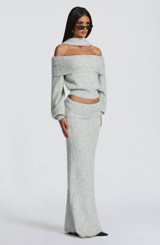 Andie Maxi Skirt - Light Grey Marl - glavon