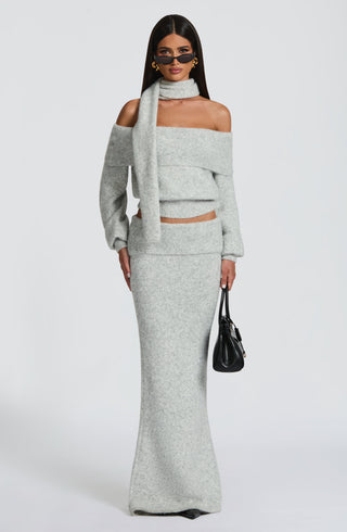 Andie Maxi Skirt - Light Grey Marl - glavon
