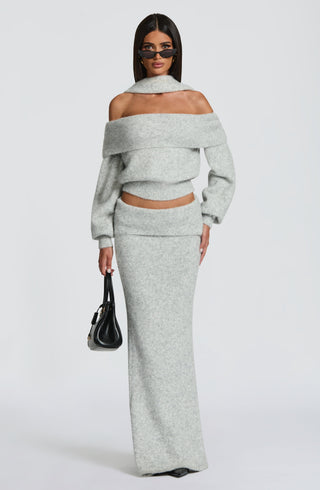 Andie Maxi Skirt - Light Grey Marl - glavon