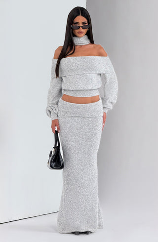 Andie Maxi Skirt - Light Grey Marl - glavon
