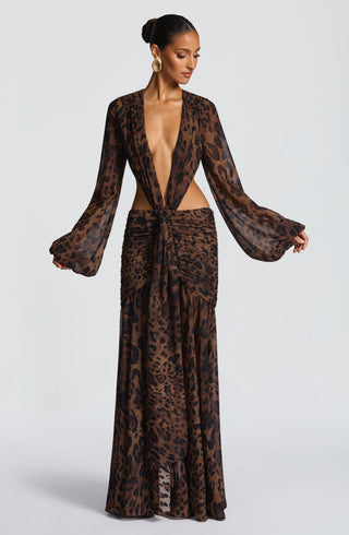 Andrina Maxi Dress - Leopard Print - glavon
