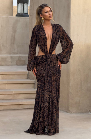 Andrina Maxi Dress - Leopard Print - glavon