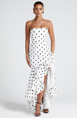 Angelina Maxi Dress - Black Polka Dot Print - glavon