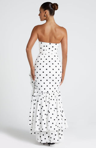 Angelina Maxi Dress - Black Polka Dot Print - glavon
