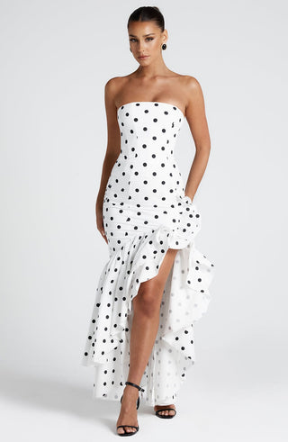 Angelina Maxi Dress - Black Polka Dot Print - glavon