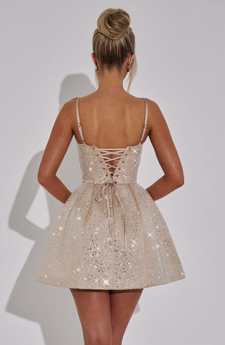 Angelique Mini Dress - Champagne - glavon