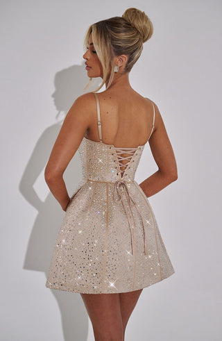 Angelique Mini Dress - Champagne - glavon