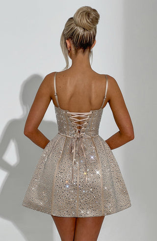 Angelique Mini Dress - Champagne - glavon