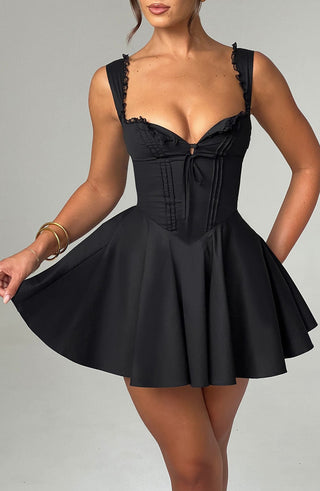 Antonella Mini Dress - Black - glavon