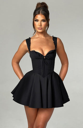 Antonella Mini Dress - Black - glavon