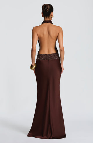 Armelle Maxi Dress - Plum Brown - glavon