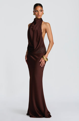 Armelle Maxi Dress - Plum Brown - glavon