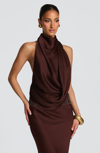 Armelle Maxi Dress - Plum Brown - glavon