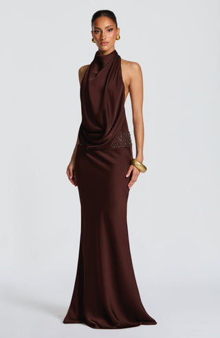 Armelle Maxi Dress - Plum Brown - glavon