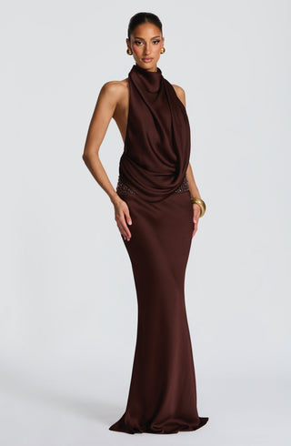Armelle Maxi Dress - Plum Brown - glavon