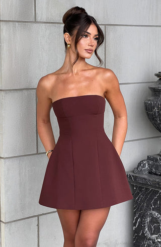 Asha Mini Dress - Brown - glavon
