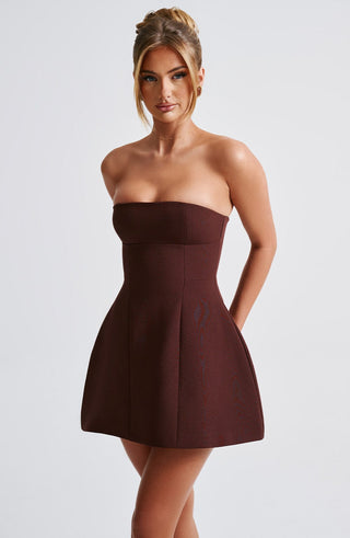 Asha Mini Dress - Brown - glavon