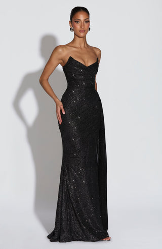 Ashika Maxi Dress - Black Sparkle - glavon