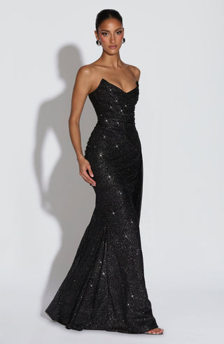 Ashika Maxi Dress - Black Sparkle - glavon