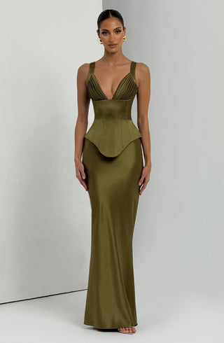 Atlanta Maxi Skirt - Deep Olive - glavon