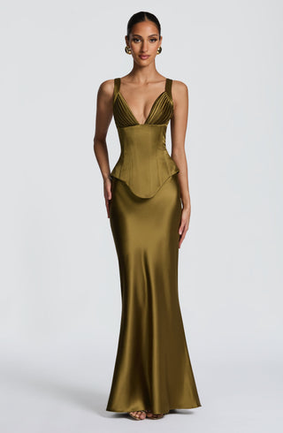 Atlanta Maxi Skirt - Deep Olive - glavon