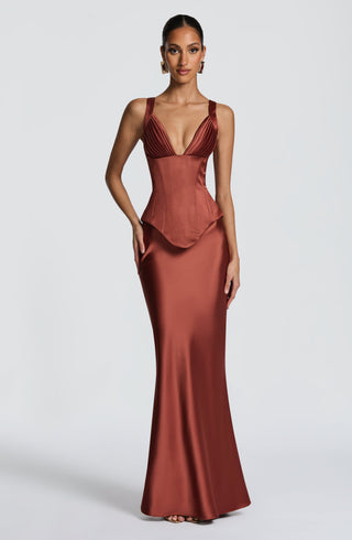 Atlanta Maxi Skirt - Rust - glavon