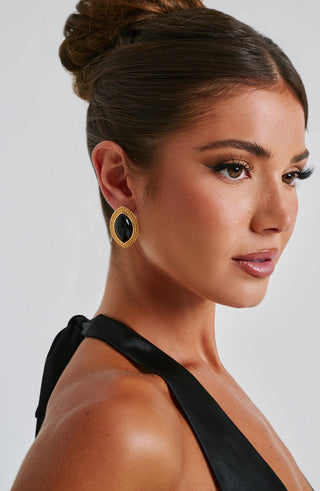 Azra Earrings - Black/Gold - glavon