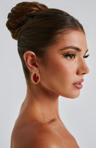 Azra Earrings - Red/Gold - glavon